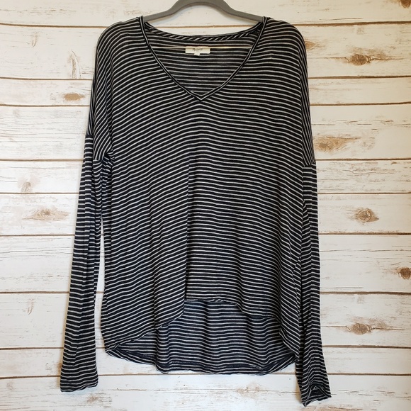 Madewell Tops - Madewell Soft High-Low Navy & Grey Striped Top M
